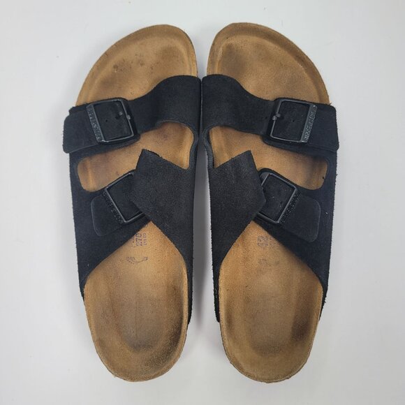 Birkenstock Arizona Women’s Soft Footbed Black Suede Sandals US Size 11 EU 42 - Picture 7 of 8